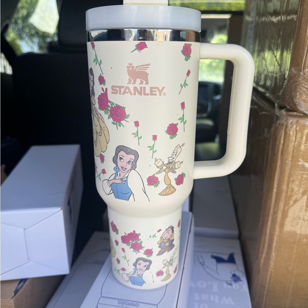 Disney Beauty and the Beast Travel Mug - Cream with Rose Design - Picture 3 of 3
